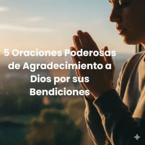 Manos en oración agradeciendo a Dios al amanecer con luz cálida, simbolizando gratitud y fe