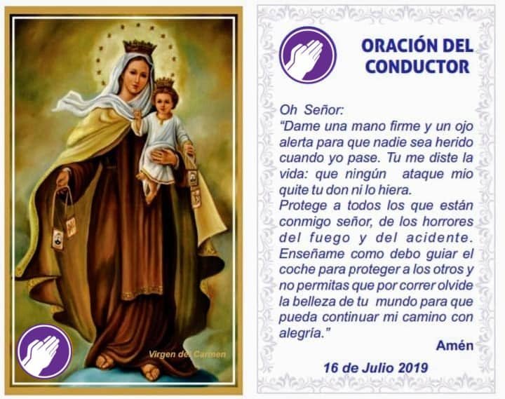 oracion del conductor a la virgen del carmen