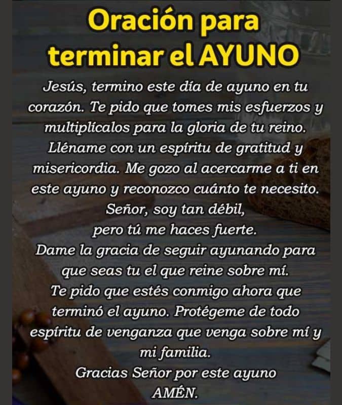 oracion para terminar el ayuno espiritual