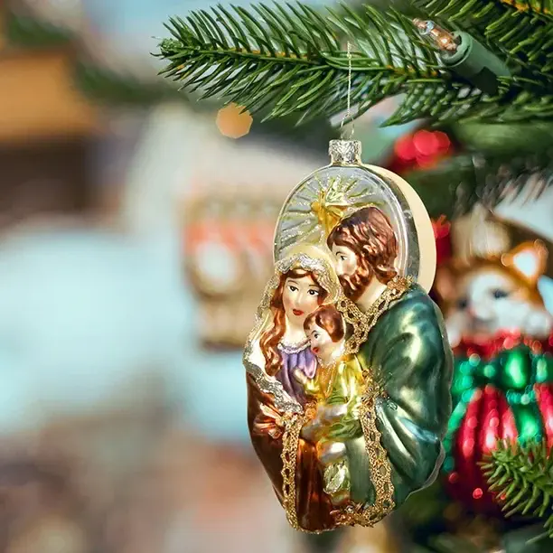 esferas de la Virgen Maria, José y Jesus para el arbol de navidad
