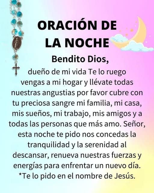oracion de la noche bendito dios