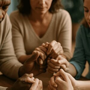 Comunidad unida en oración manos entrelazadas la oracion diaria