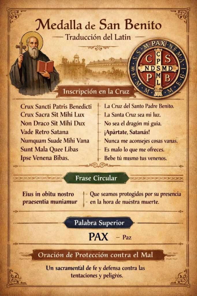 Medalla de San Benito de Nursia Traduccion del latin